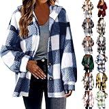 prime of day deals today 2024 Deals october Womens Fuzzy Flannel Jacket Fall Fashion Sherpa Lined Plaid Shacket Jacket Long Sleeve Button Down Fleece Hoodiesclearance of sales today deals prime