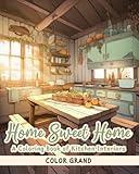 Home Sweet Home: A Coloring Book of Kitchen Interiors for Adult Relaxation and Stress Relief Features Wonderful different style of room.