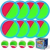 Ayeboovi Toss and Catch Ball Set with 8 Paddles 4 Balls Outdoor Beach Pool Toys for 3 4 5 6 7 8 Year Old Boys Girls Birthday Gift Outside Camping Lawn Yard Games for Kids and Family