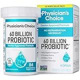 Physician's CHOICE Probiotics 60 Billion CFU - 10 Strains + Organic Prebiotics - Immune, Digestive & Gut Health - Supports Occasional Constipation, Diarrhea, Gas & Bloating - for Women & Men - 84ct