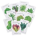 Sereniseed Certified Organic Leafy Greens Lettuce Seeds Collection (10-Pack) – 100% Non GMO, Open Pollinated – Grow Guide