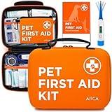 ARCA PET Dog First Aid Kit | Vet Approved Dog & Cat Emergency Supplies with Thermometer, Muzzle, Tick Removal, Flashlight, Mini Pouch, and Comprehensive Care Guide for Travel and Outdoor Use