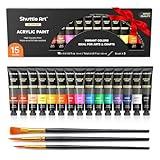 Shuttle Art Acrylic Paint Set, 15 x 12ml Tubes Artist Quality Non Toxic Rich Pigments Colors Perfect for Kids Adults Beginners Artists Painting on Canvas Wood Clay Fabric Ceramic Crafts