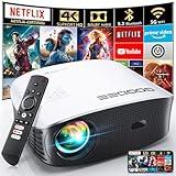 GooDee Smart 4K Projector with 5G WIFI and Bluetooth, Netflix/Amazn Prime Video Certified, Dolby Audio, 800ANSI Outdoor Projector, 400" Zoom Home Theater Projector Compatible with TV Stick,iOS,Android