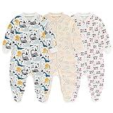 MAMIMAKA Baby Boys One-Piece Footies Jumsuit 2-way Zip Cotton Newborn Clothes Outfits, 9-12 Months