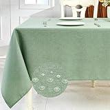IVAPUPU Textured Linen Table Cloth for Rectangle Tables - Sage Green Tablecloths Rectangular Waterproof Wrinkle Free Wipeable Dining Table Cover for Spring Wedding Birthday Kitchen Decor, 52 x 70 Inch