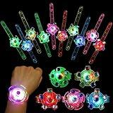 SCIONE 24 Pack LED Light Up Fidget Spinner Bracelets, Glow in The Dark Party Favors for Kids 4-8 8-12, Treasure Box Toys, Birthday Gifts, Carnival Prizes, Goodie Bags Stuffers for Kids