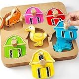 Wooden Puzzles for Toddlers 1-3 : Farm Animal Peg Puzzles, Preschool Learning Activities, Toddler Toys Age 1-2, Montessori Toys for 1 2 Year Old Boy Girl Christmas Birthday Gift