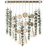 Artificial Eucalyptus Wall Decor Fake Greenery Leaves Stems Wall Hanging Plants on 16.5 inch Wooden Stick Boho Rustic Farmhouse Decor for Bedroom Kitchen Dining Room Bathroom