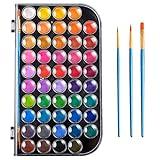 Upgraded 48 Colors Washable Watercolor Paint Set with 3 Brushes and Palette, Non-toxic Paints Sets for Kids, Adults, Beginners Artists, Make Your Painting Talk…