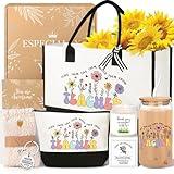 iAOVUEBY Teacher Appreciation Gifts, Best Teacher Gifts for Women, End of Year Teachers Gift from Student, Teachers Birthday Retirement Christmas Thank You Gift Baskets for Women, Canvas Tote Bag