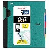 Five Star Advance Spiral Notebook + Study App, 5 Subject, College Ruled Paper, 8-1/2" x 11", 200 Sheets, Spiral Guard, Movable Tabbed Dividers, Seaglass Green (73148)