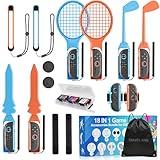 HOLLABUDZ Switch 2 Sports Games for nintendo switch 2 sports accessories,18-in-1 switch 2 sports accessories for Switch 2 Joycon Controller with Leg Strap,Golf Clubs,Tennis Rackets,Sword Grips,Wrist Strap etc,Family Accessories Kit for Switch 2 Sports Games