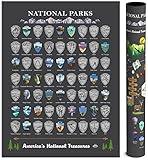 Bright Standards National Parks Scratch Off Map of United States Poster [Charcoal Grey], All 63 National Parks Map, US Travel Maps, USA Gifts for Travelers Road Trip Adventure, Fits 12”x16” frame
