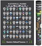 National Parks Scratch Off Map of United States Poster [Charcoal Grey], ALL 63 Parks, US Travel Map Print, USA Gift for Travelers Road Trip Adventure Journal, Fits 12”x16” frame by Bright Standards