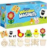 JOYIN 12 Wooden Magnet Creativity Arts & Crafts Painting Kit for Kids, Decorate Your Own Painting Gift for Easter Basket Stuffers, Birthday Parties and Family Crafts, Party Favors for Boys Girls