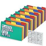 Olivo Plastic Index Card Dividers 3x5 Poly Index Card Guides Set with 1/5 Cut Tabs for A-Z Alphabet, Assorted Colors, 30 Pack