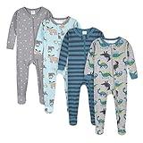 Gerber Baby Boys' 4-Pack Footed Pajamas, Dino and Arctic Animals, 18 Months