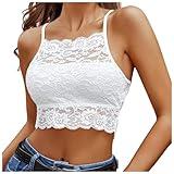 Lace Cropped Strappy Camisole Tops for Women Sleeveless Tank Top Vest Casual Summer Outfit Sexy Y2K Going Out Tops