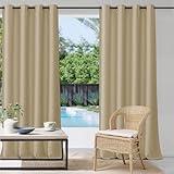 StangH Outdoor Beige Curtains Waterproof - Thermal Insulated Blackout Patio Outdoor Curtains with Grommet Top for Garden Lawn Balcony, Cream Beige, W52 x L108, 1 Panel