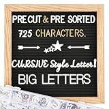 Changeable Felt Letter Board with Letters, Pre Cut & Sorted 725 Letters, First Day of School Board, 10x10 Inch Message Board, Classroom Decor Farmhouse Wall Decor Sign Board