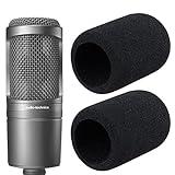 YOUSHARES Audio-Technica AT2020 Pop Filter - 2 PCS AT2020 Microphone Windscreen for Audio Technica AT2020 and AT-2035 AT-2050 ATR2500 ATR2500X AT-4040 Microphones (Black)