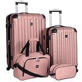 Travelers Club Midtown Hardside Luggage Travel, Rose Gold, 4-Piece Set