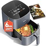 COSORI Air Fryer 9-in-1, Compact 5-Qt, Perect for Meat Enthusiasts with 450°F Max Heat Function, 130+ In-App Recipes, Little to No Oil, Easy Clean Glass Touch Panel & Nonstick Basket, Gray