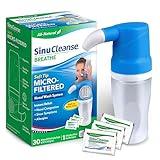 SinuCleanse Soft Tip Micro-Filtered Nasal Wash System, Relieves Nasal Congestion Due to Cold & Flu, Dry Air, Allergies, 30 All-Natural Saline Packets, Made in USA