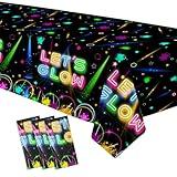 Owelleny Neon Glow Birthday Party Decorations Tablecloth, 3Pcs Disposable Glow in The Dark Party Tablecover Supplies, Neon Graffiti Theme Party Decorations Table Cloth, 86in x 55in