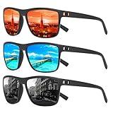 TURBOPEP Square Polarized Sunglasses for Men and Women Lightweight Frame Sun Glasses with UV Protection