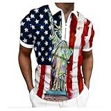Generic 4th of July Shirts for Men Zip Up USA Patriotic American Flag Red White Blue Hawaiian Shirt Memorial Day Shirts Thin Blue Line Gifts USA Tshirts Clothing for Men Big and Tall 2024 Red Medium