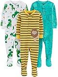 Simple Joys by Carter's Baby Boys' Snug-Fit Footed Cotton Pajamas, Pack of 3, Dinosaur/Animal, 12 Months