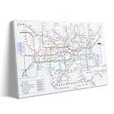 London Map Canvas Wall Art Decor - 24X30 inch Underground Tube Map Artwork for Home and Office, City Transit Wall Art for Living Room or Study, Map -Themed Decoration, Gift for London Lovers