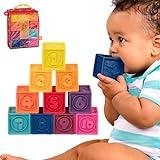 B. toys – Baby Blocks – Stacking & Building Toys For Babies – 10 Soft & Educational Blocks- Numbers, Shapes, Colors, Animals- One Two Squeeze- 6 Months +