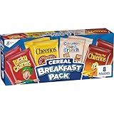 General Mills Breakfast Cereal Variety Pack, Lucky Charms, Cinnamon Toast Crunch, and Cheerios Varieties, Single Serve Snacks, 9.14 oz (8 Pouches)