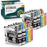 Kinget 10 Pack LC203XL Ink Cartridges Replacement for Brother Ink Cartridges LC203XL LC203 LC201XL LC201 Work with Brother Printer MFC-J480DW MFC-J485DW MFC-J4420DW MFC-J4620DW MFC-J5620DW