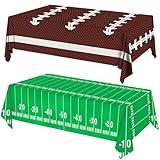 cokoness Football Party Decorations Disposable Tablecloth Plastic Touchdown Table Cover for Super Bowl Football Birthday Party Decorations and Games Tailgate Decorations 54 X 108Inch, 2 Pack