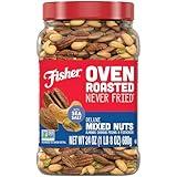 Fisher Oven Roasted Never Fried Deluxe Mixed Nuts, 24 Ounces (Pack of 1), Almonds, Cashews, Pecans, Pistachios, Healthy Snacks for Adults, Made With Sea Salt, No Added Oil, Trail Mix, Gluten Free​