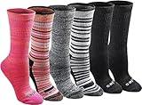 Dickies Women's Dri-Tech Fashion Moisture Control Crew Socks, Available in S-XL (5, 6, 12, Stripe (6 Pairs), Medium