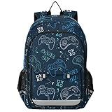 Glaphy Joystick Video Game Backpack School Bag Lightweight Laptop Backpack Student Travel Daypack with Reflective Stripes
