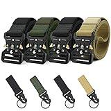 YOORAN Tactical Belts for Men 4 Pack, Compass Military Web Belt, Heavy-Duty Quick-Release Metal Buckle Riggers Belt for Men