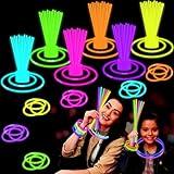 Glow Sticks Party Pack 8"-50,4th of July Light up Bracelets & Necklaces Accessories for Kids, Neon Glow in the Dark Party Favor Supplies Decoration for Birthday Camping Wedding Dance Parade Activities