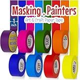8x Colored Masking Tape, 33 Ft x 1 inch Colored Painters Tape for Arts & Crafts Labeling or Coding, Education Supplies & Craft Supplies Color Tape Rolls, Colorful Masking Craft Tape, Drafting Tape