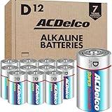 ACDelco 12-Count D Batteries, Maximum Power Super Alkaline Battery, 7-Year Shelf Life, Recloseable Packaging