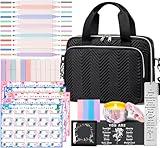 Bible Study Supplies Kit with Black Bible Cover Case for Women & Men - Journaling Set Includes No Bleed Highlighters, 75 Bible Tabs, Bookmark Notes Christian Catholic Spiritual Gifts for Mom Friends