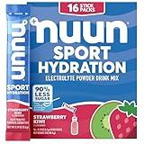 Nuun Sport Electrolyte Powder Packets - Strawberry Kiwi Flavor, 5 Essential Electrolytes for Hydration, Easy Open Drink Mix with Magnesium, 1g Sugar, Non GMO, Vegan, 16 Single Serving Sticks