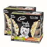 Cesar Simply Crafted Adult Wet Dog Food Meal Topper, Chicken, Carrots, Potatoes & Peas and Chicken, Sweet Potato, Apple, Barley & Spinach Variety Pack (8 Count, Pack of 2)