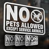 No Pets Allowed Sign for Business – Set of 3 Vinyl Decals (6x4 Inches) – No Pets Allowed Except Service Animals Sticker for Doors, Windows & Stores