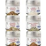 Greek Seasoning Gift Set - Tastes of Greece - Artisanal Spice Blends Six Pack - Non GMO, All Natural, Small Batch - Made By Hand in USA - Gustus Vitae - #499